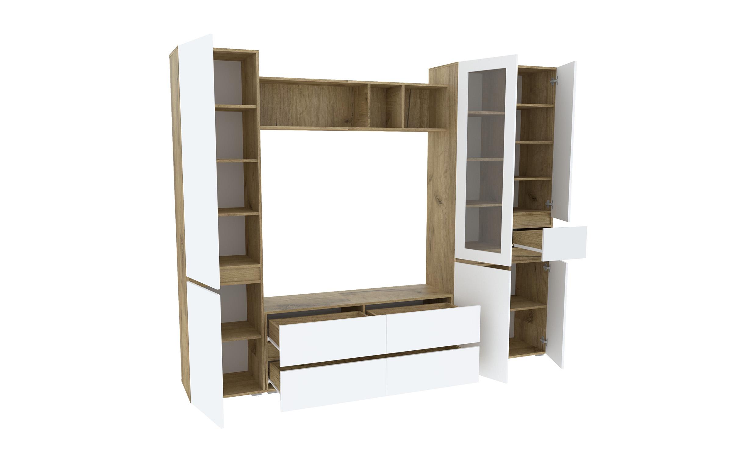 Biblioteca Felia, stejar auriu craft + alb  2
